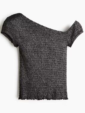 Divided Smocked One Shoulder Top